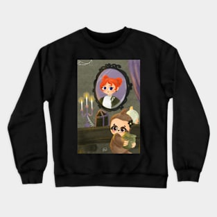 sloth in haunted house Crewneck Sweatshirt